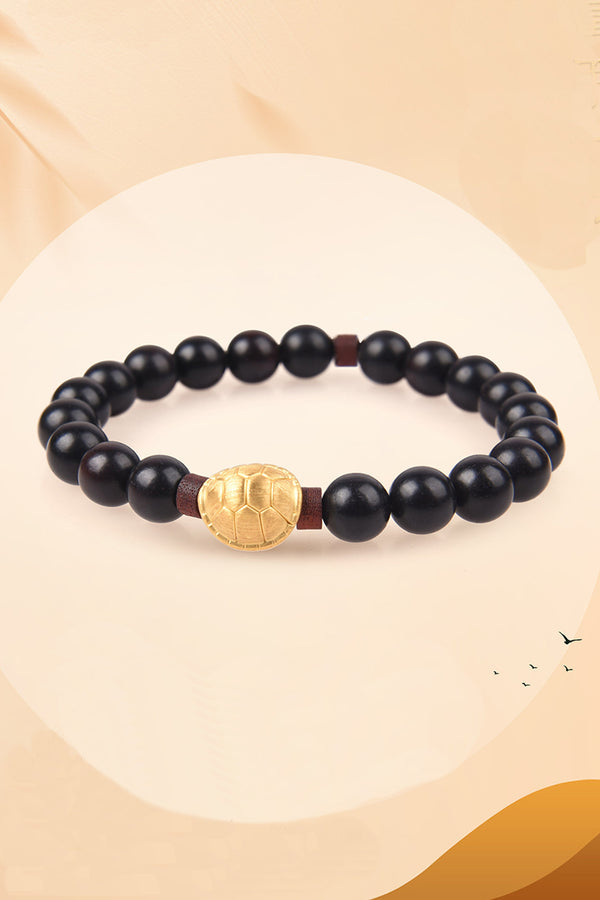 999Gold Red Sandalwood Couple Bracelet