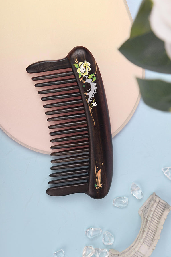 Wide Tooth Ebony Wood Comb