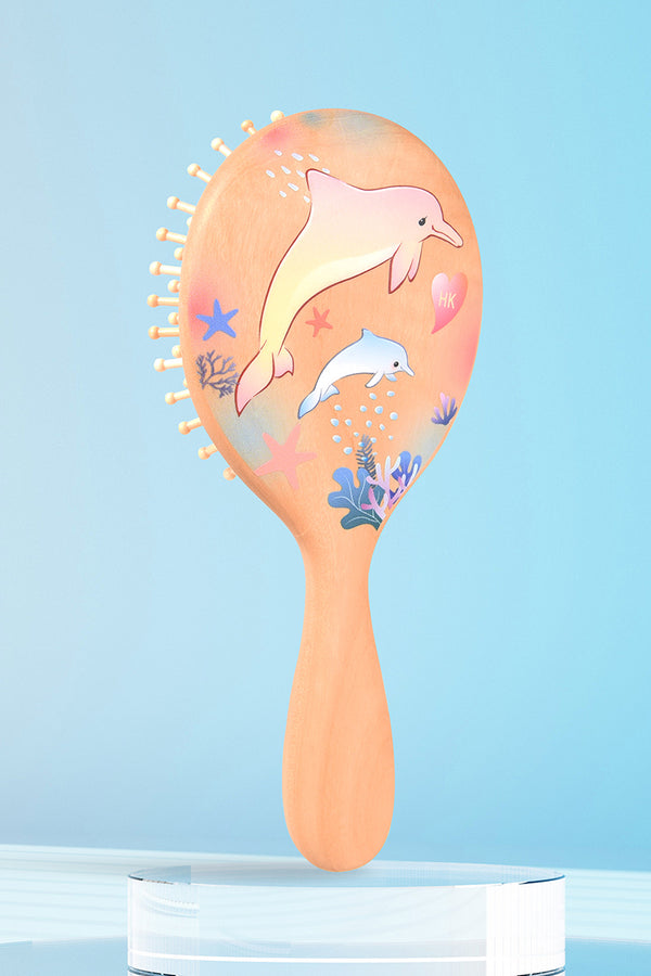 Dolphin wooden hair brush