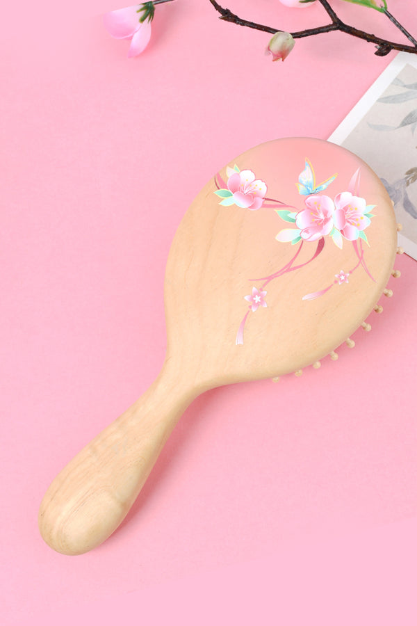 Peach Wooden Hair Brush