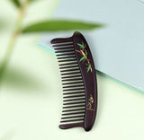 Ebony Wood Comb with bamboo pattern