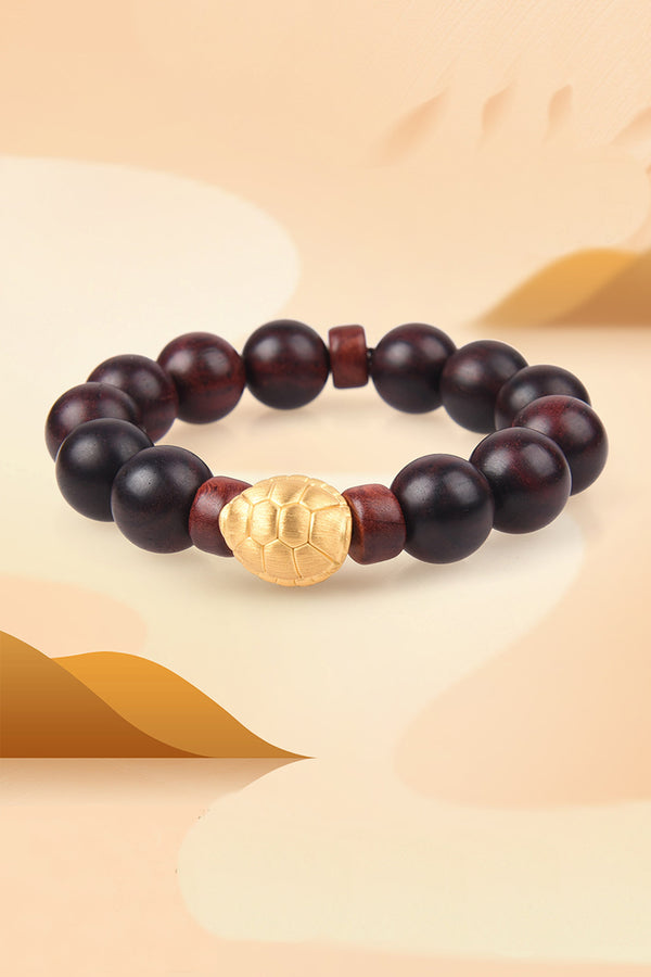 999Gold Red Sandalwood Couple Bracelet