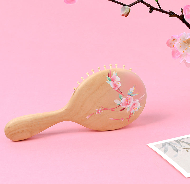 Peach Wooden Hair Brush