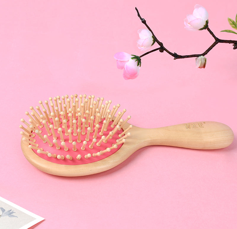 Peach Wooden Hair Brush